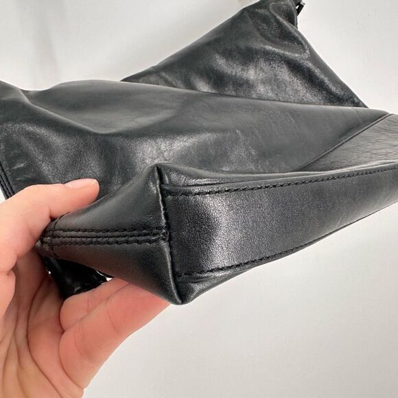 Tory Burch Womens Leather Foldover Crossbody Shoulder Bag Dena Black Size Medium - Picture 9 of 16